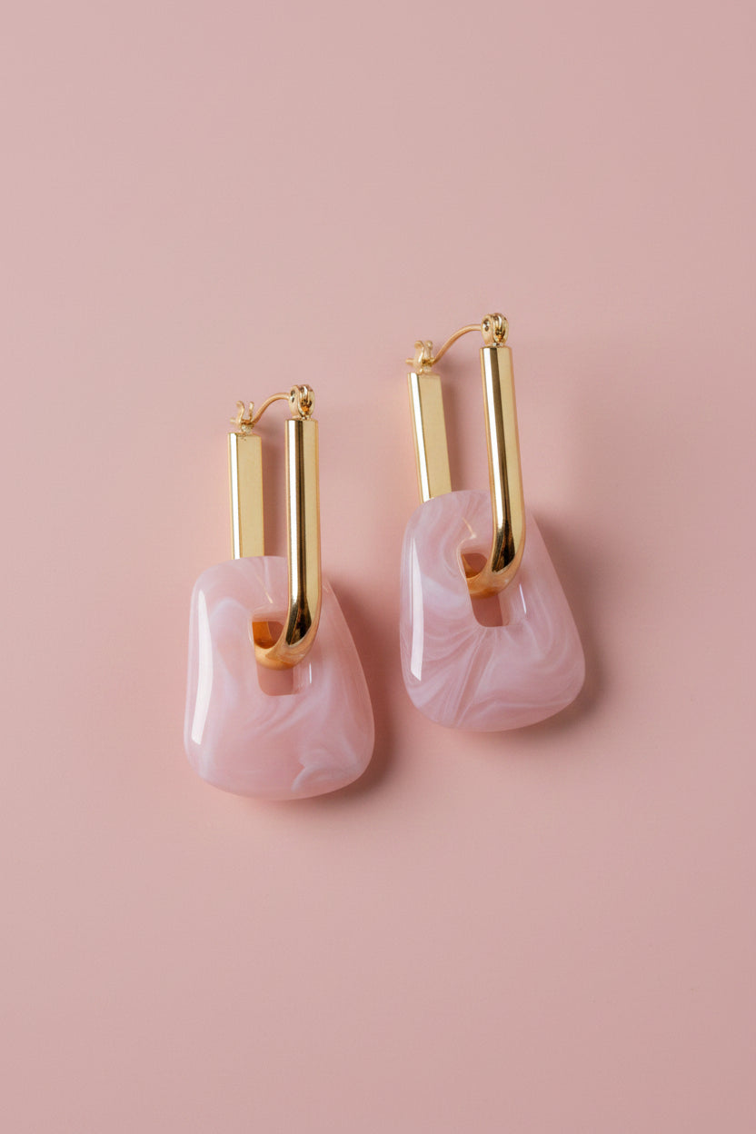 Pink Marble Earrings