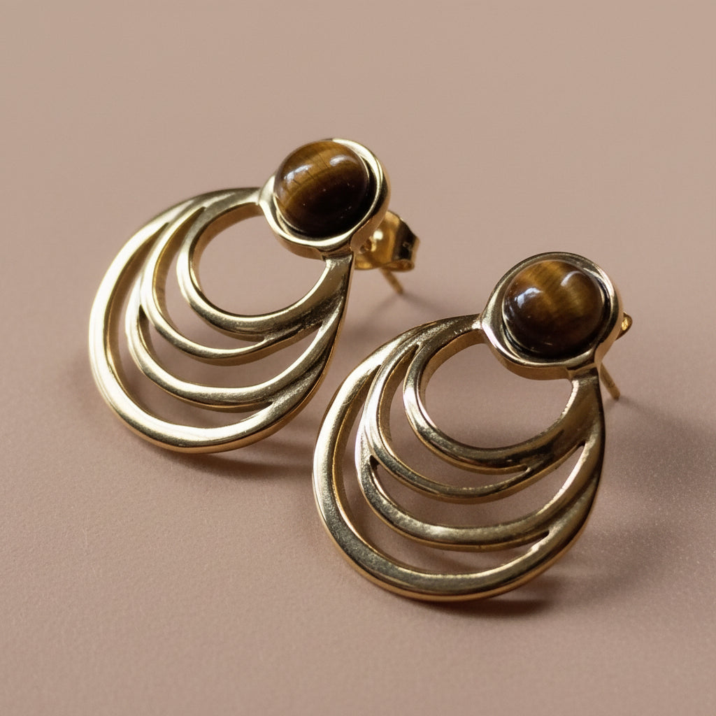 Semi Circle Stud Earrings