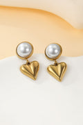 Heart & Pearl Drop Earrings