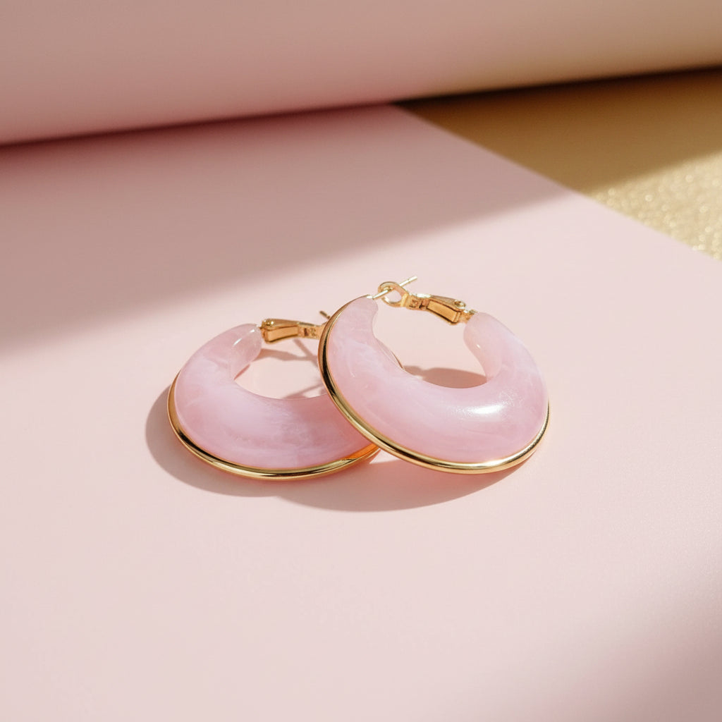 Pink Marble Hoops