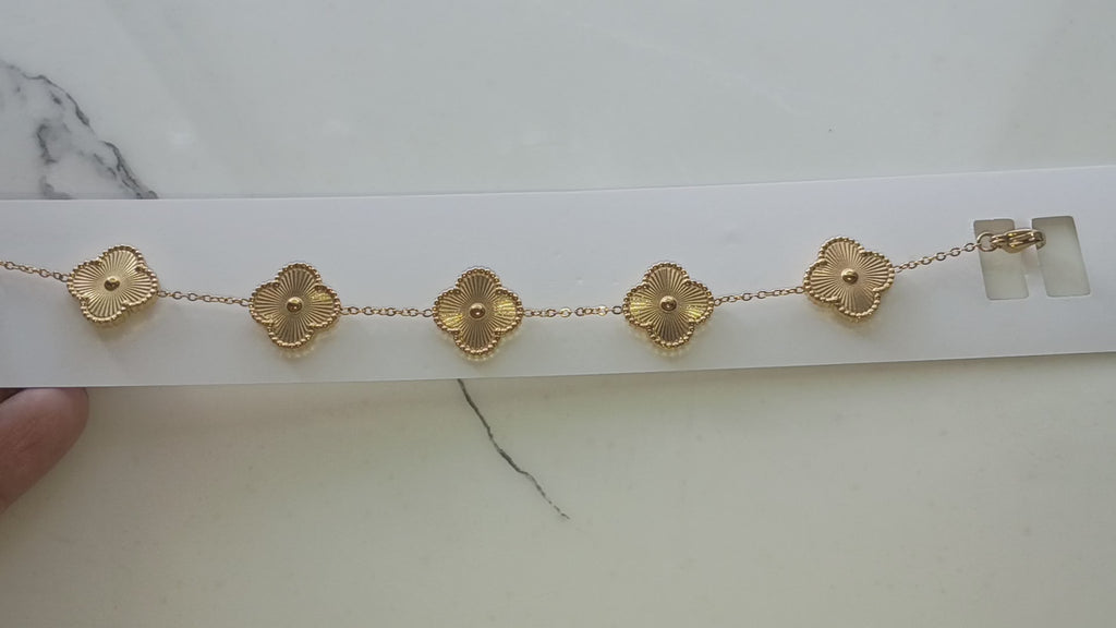 18K Gold Plated Stainless Steel Clover Bracelet