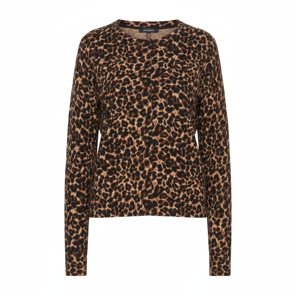 Long Sleeve Leopard Print Sweater Cardigan
